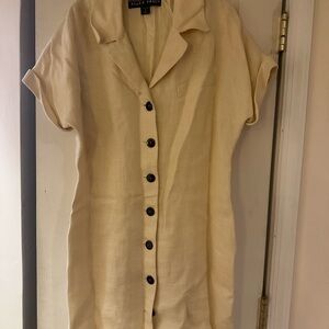 Beige Button-Up Shirt Dress
